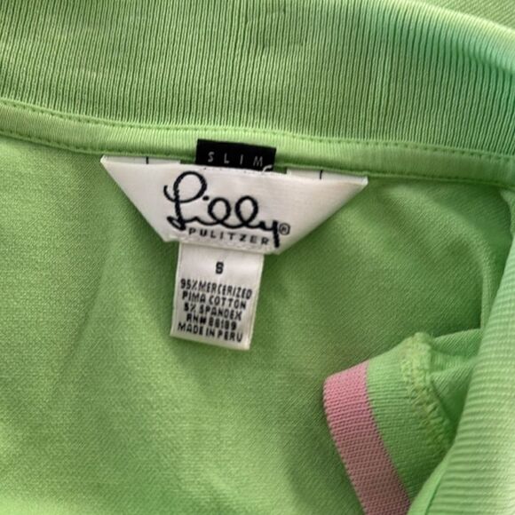 Lilly Pulitzer Neon Green Pink Island Polo EUC - Picture 6 of 6